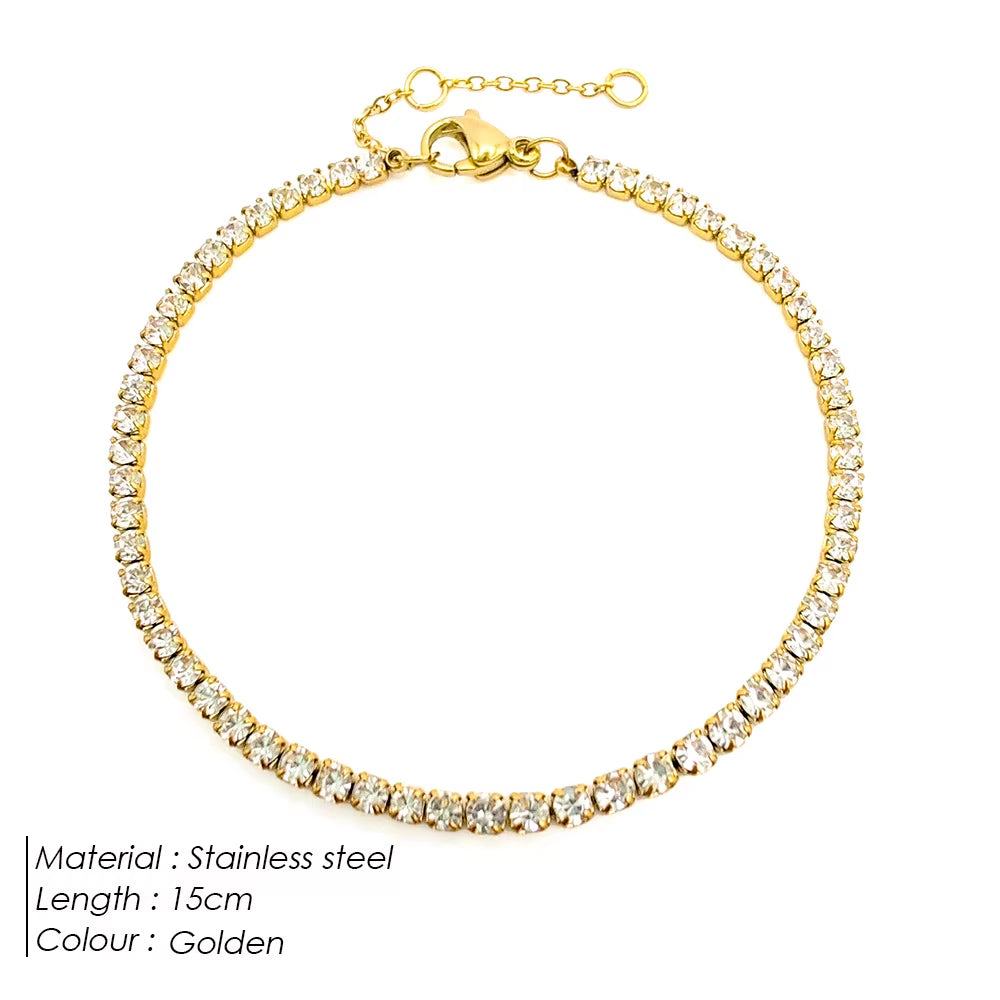 Elegant Stainless Steel Tennis Bracelet with Zirconia Diamonds for Women