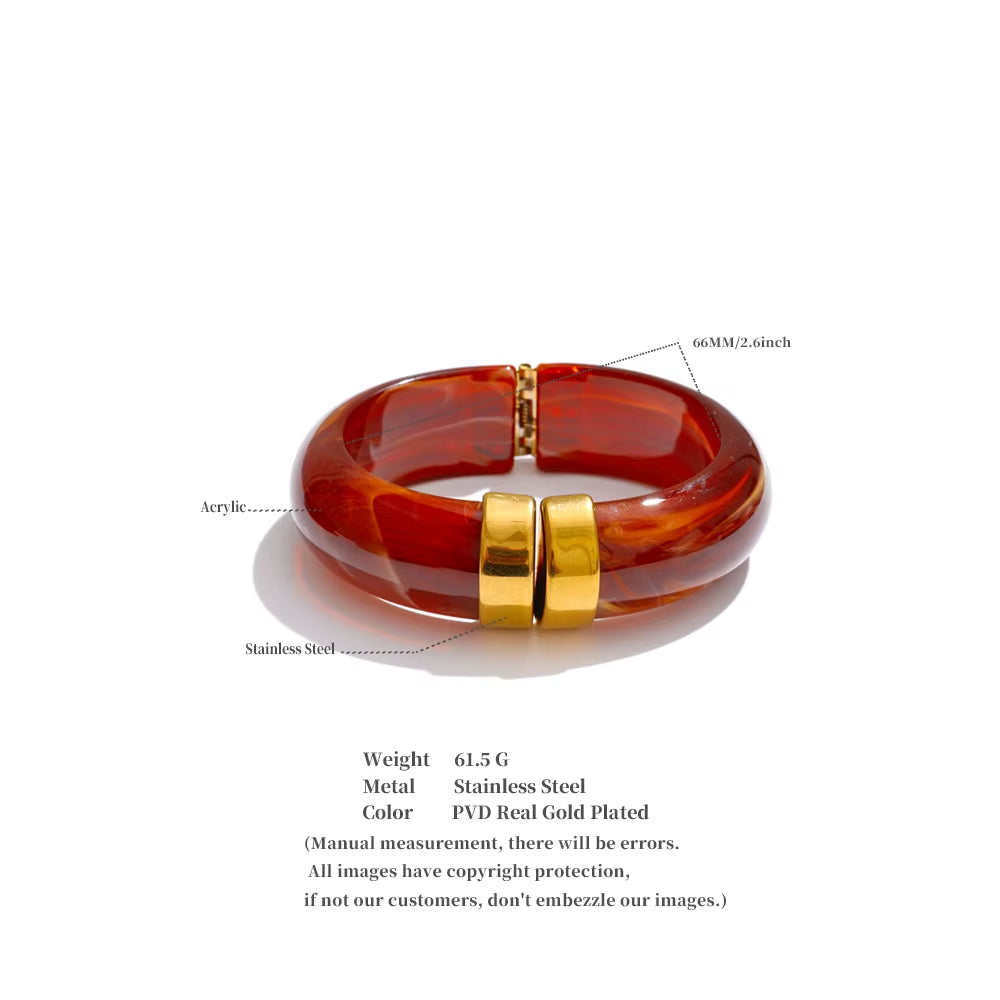 JINYOU 3383 Vintage-Inspired Waterproof Acrylic Jewelry Wholesale Gold Plated Stainless Steel Open Bangle