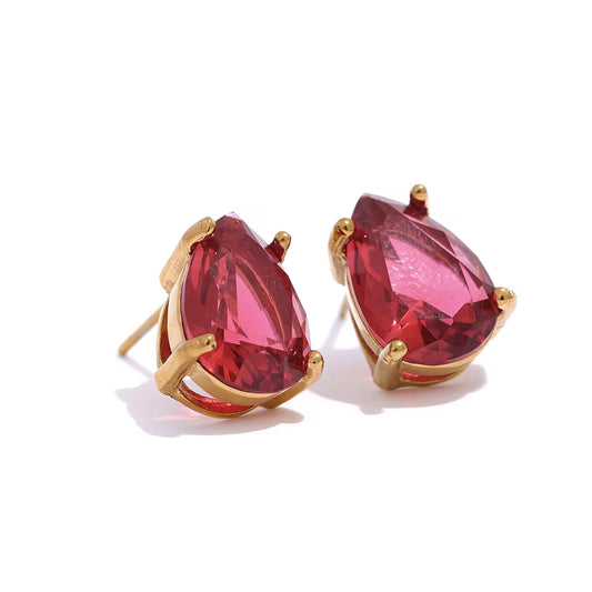 Elevate Your Style with JINYOU 1018 Shiny AAA Cubic Zirconia Water Drop Stud Earrings - 18K Gold Plated & Waterproof Fashion Jewelry for Women