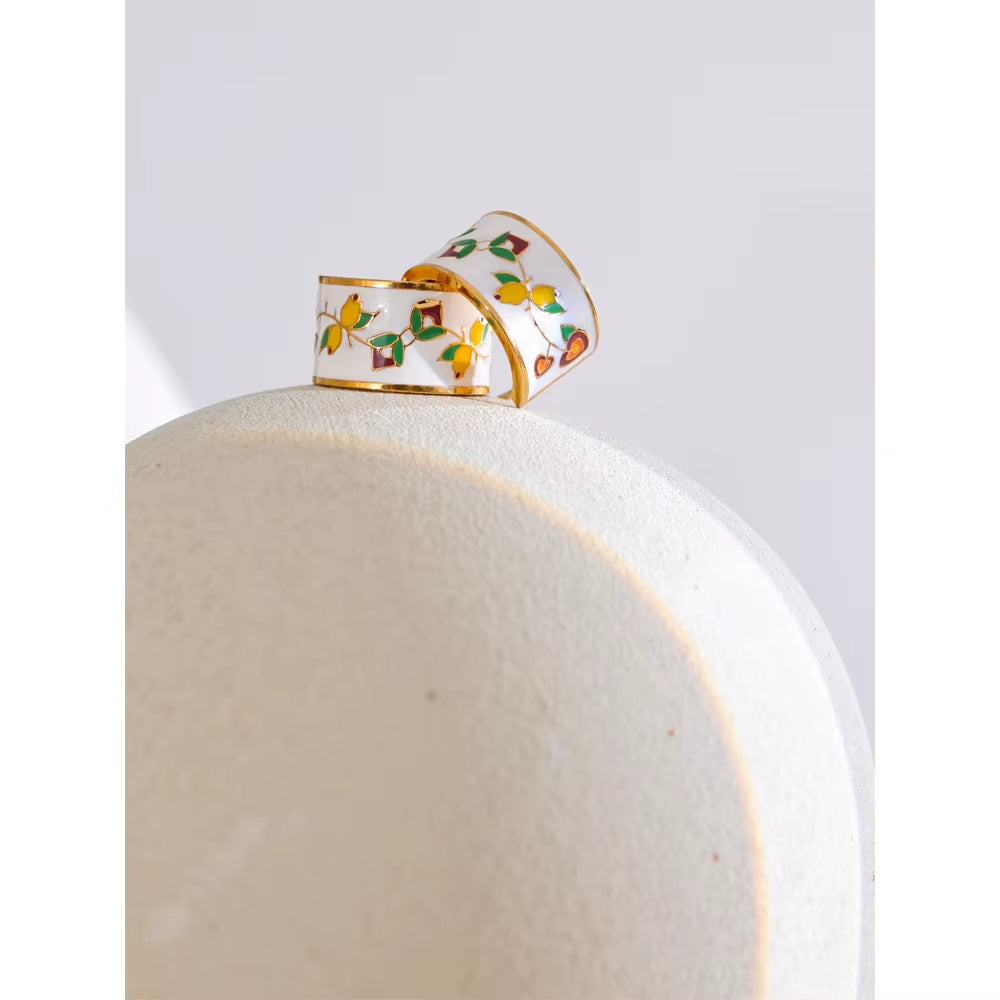 JINYOU 4910 New Arrival Enamel Flower Stud Earrings Elegant PVD Stainless Steel Stud Earrings for Women Daily Jewelry Gift