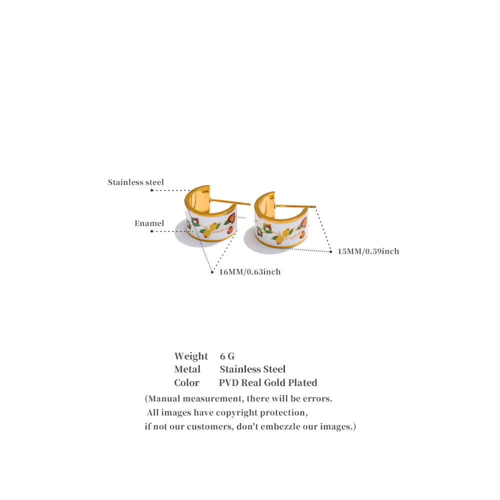 JINYOU 4910 New Arrival Enamel Flower Stud Earrings Elegant PVD Stainless Steel Stud Earrings for Women Daily Jewelry Gift