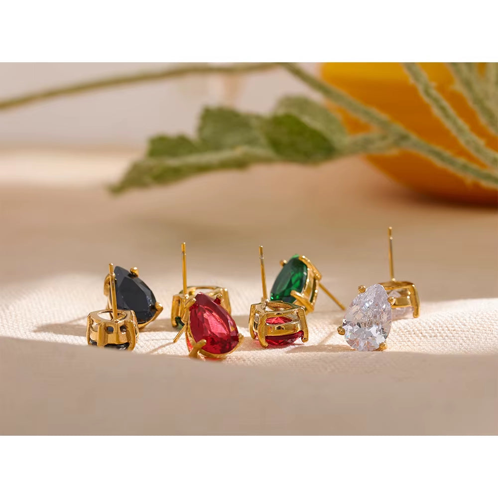 Elevate Your Style with JINYOU 1018 Shiny AAA Cubic Zirconia Water Drop Stud Earrings - 18K Gold Plated & Waterproof Fashion Jewelry for Women