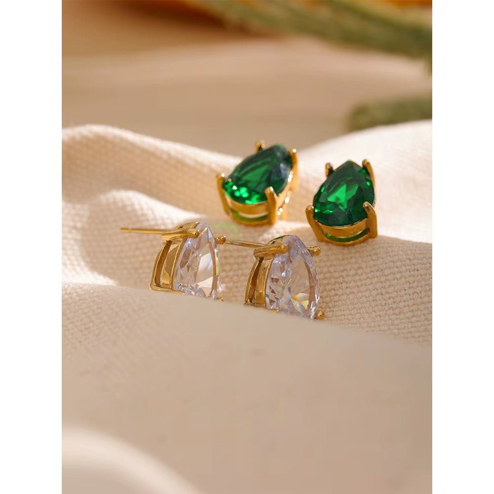 Elevate Your Style with JINYOU 1018 Shiny AAA Cubic Zirconia Water Drop Stud Earrings - 18K Gold Plated & Waterproof Fashion Jewelry for Women