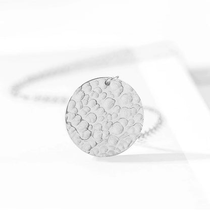 Emanco Women's 316 Stainless Steel 14K Gold-Plated Coin Necklace with Hammer Pattern Pendant