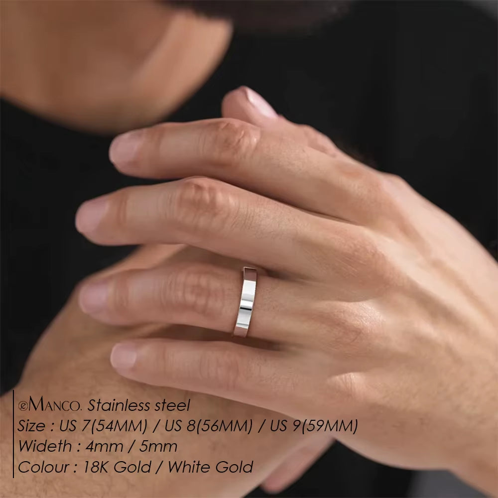 Emanco European Vintage Minimalist Open Ring for Men - 18K Gold Plated Stainless Steel