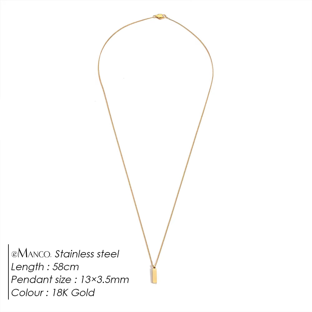 Emanco Men's Minimalist Pendant Necklace with 18K Gold-Plated Stainless Steel Cuban Chain