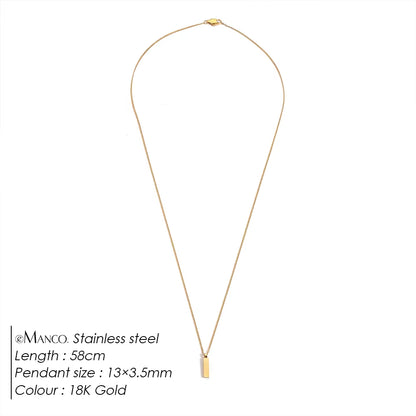 Emanco Men's Minimalist Pendant Necklace with 18K Gold-Plated Stainless Steel Cuban Chain