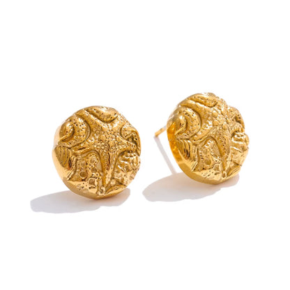 JINYOU 3429 Summer Stainless Steel Golden Waterproof Starfish Round Stud Earrings for Women