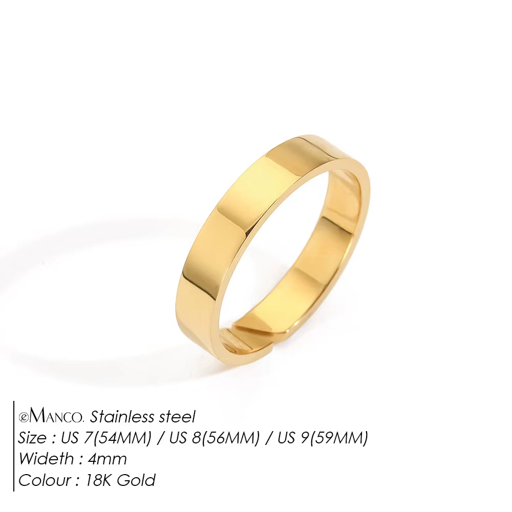 Emanco European Vintage Minimalist Open Ring for Men - 18K Gold Plated Stainless Steel
