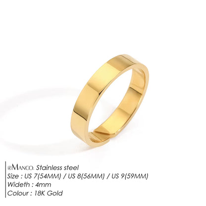 Emanco European Vintage Minimalist Open Ring for Men - 18K Gold Plated Stainless Steel