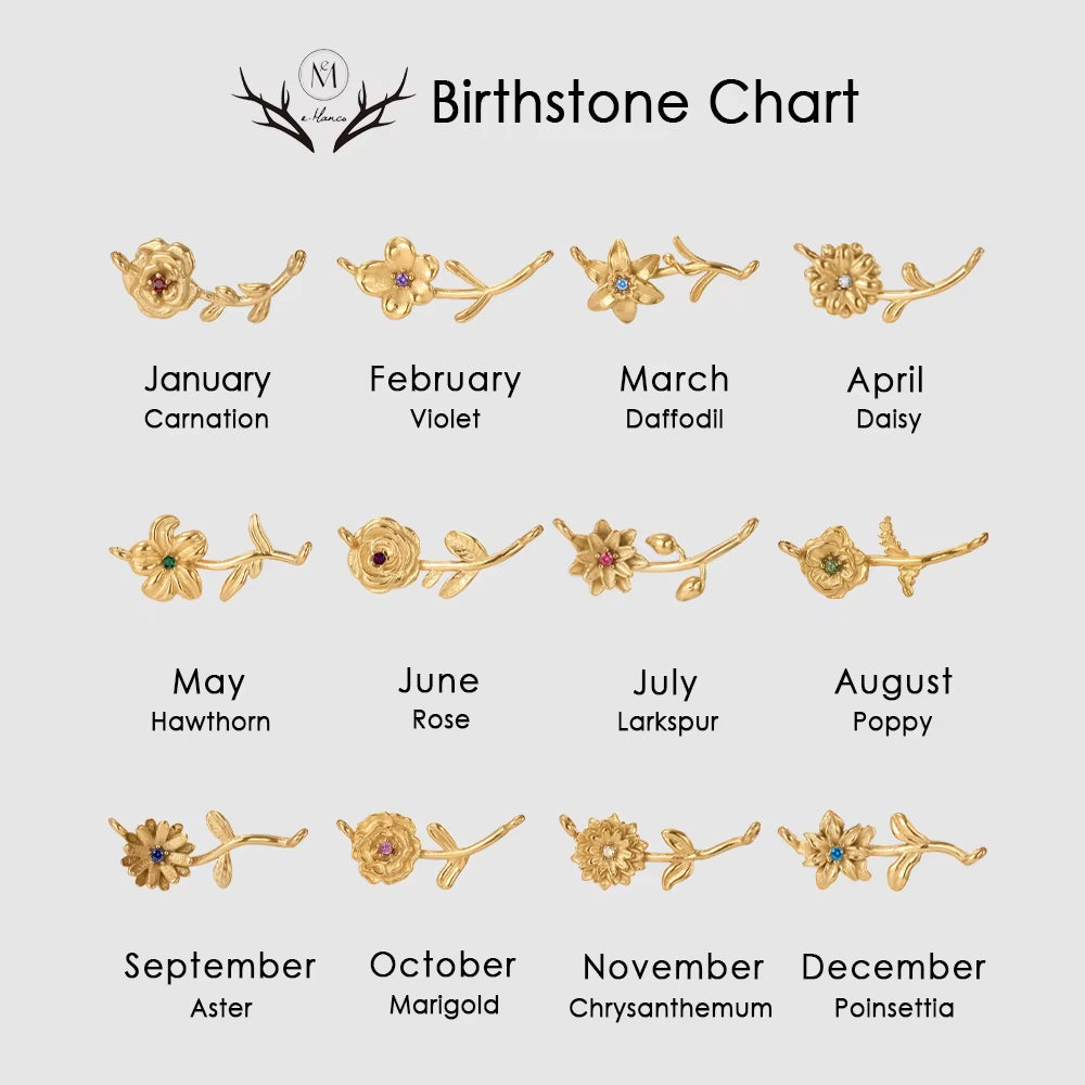 Chic Rhinestone Stainless Steel Birthstone Pendant Necklace with Rose Flower Design for Special Gifts