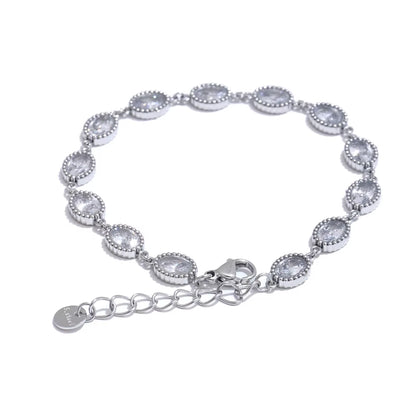 JINYOU 4935 Women's Stainless Steel Zircon Jewelry Set: Chain Bracelet and Drop Earrings Gift