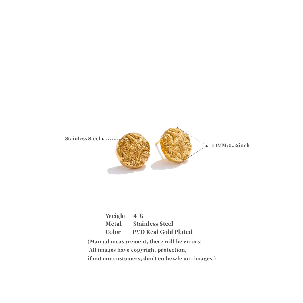 JINYOU 3429 Summer Stainless Steel Golden Waterproof Starfish Round Stud Earrings for Women