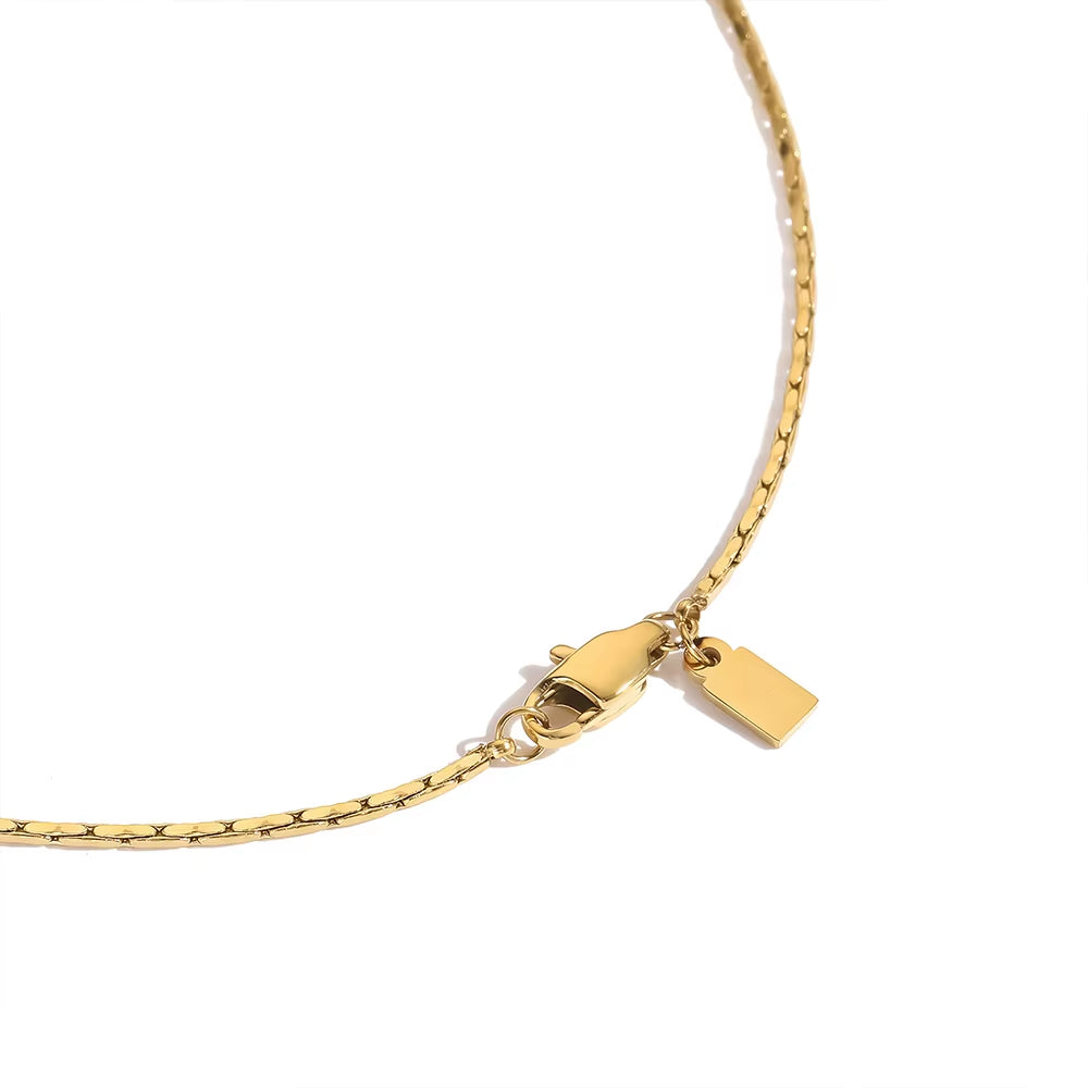 Emanco Men's Waterproof 18K Gold Plated Minimalist Pendant Necklace with Stainless Steel Wire Chain Link