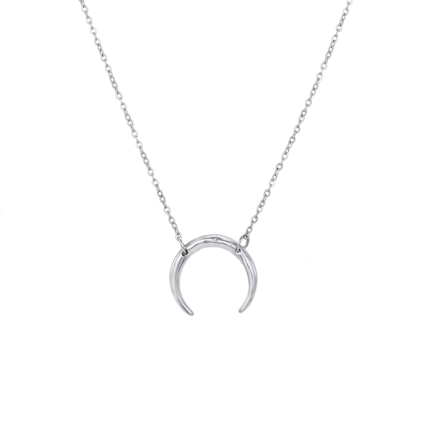 Emanco Elegant 316 Stainless Steel European Design Gold Women's Moon Crescent U-Shaped Pendant Necklace