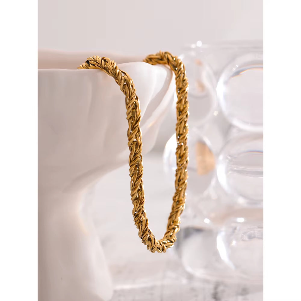 JINYOU 353 Stainless Steel Waterproof Jewelry Set - 18K Gold Plated Thick Chain Necklace and Bracelet