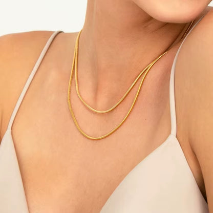 Dainty Women's Stainless Steel Chain Necklace - Available in 1mm, 1.5mm, and 2mm Round Snake Design