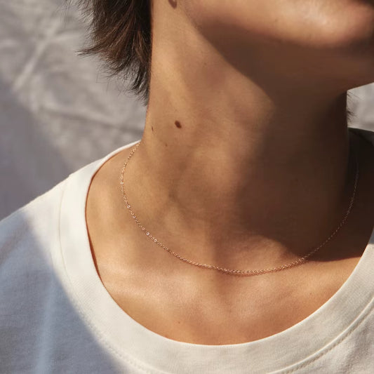 Emanco Stainless Steel Gold Thin Chain Link Choker Necklace for Women - Wholesale Fashion Jewelry