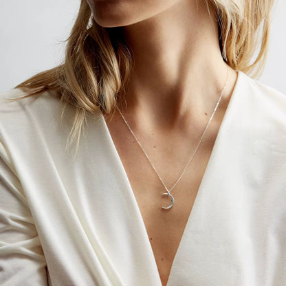 Emanco Gold Plated Stainless Steel Minimalist Half Moon Pendant Necklace for Women