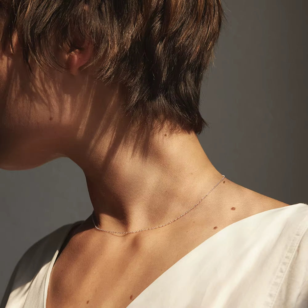 Emanco Stainless Steel Gold Thin Chain Link Choker Necklace for Women - Wholesale Fashion Jewelry