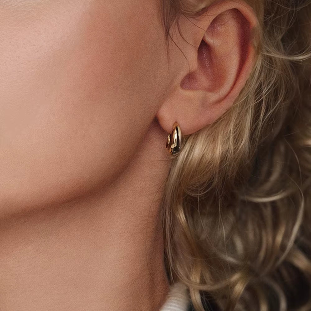 Custom Wholesale Dainty 18K Gold Plated Stainless Steel Small Hoop Earrings for Women