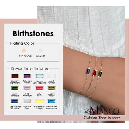 Emanco Elegant 14K Gold Plated Stainless Steel Chain Bracelet with Zircon for Women