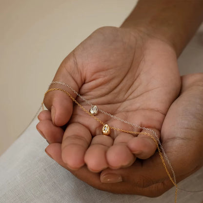 Emanco Premium Minimalist Gold Necklace with Stainless Steel Waterdrop Zircon Pendant for Women