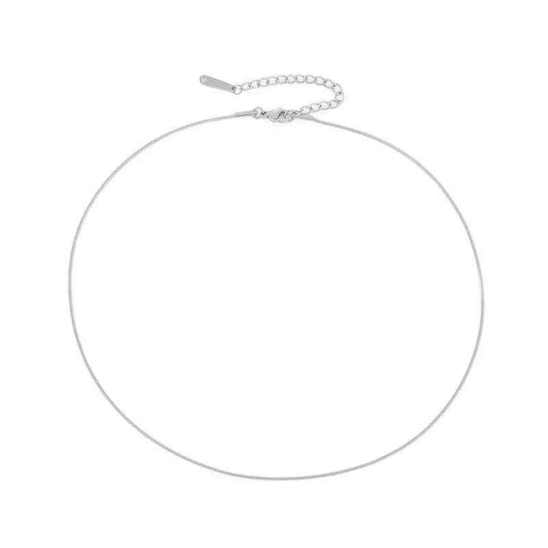 Dainty Women's Stainless Steel Chain Necklace - Available in 1mm, 1.5mm, and 2mm Round Snake Design
