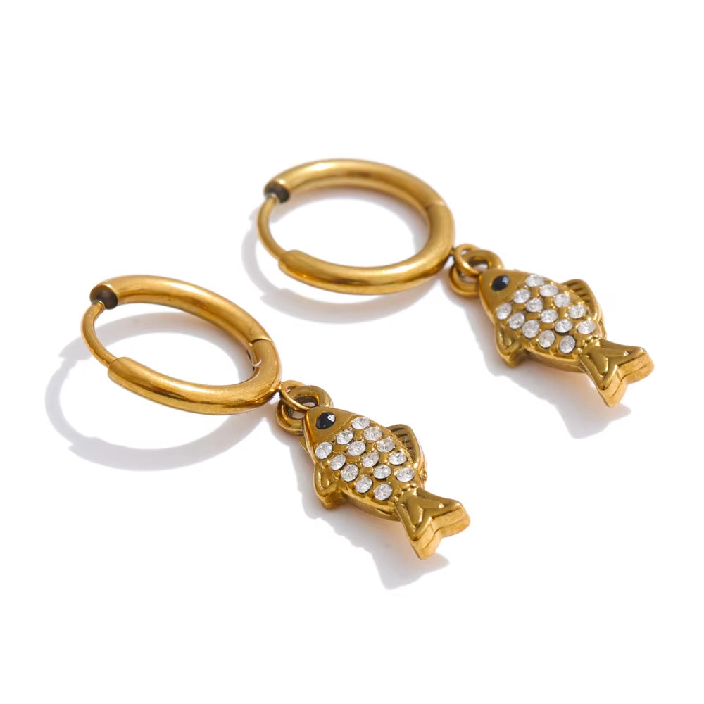 JINYOU YH1347A Custom Hypoallergenic Diamond Starfish and Crab Dangle Hoop Earrings