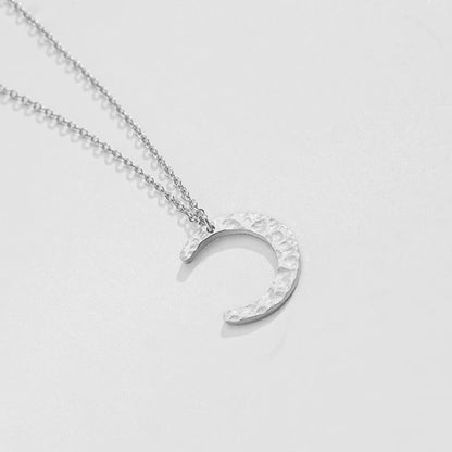 Emanco Elegant 316 Stainless Steel European Design Gold Women's Moon Crescent U-Shaped Pendant Necklace