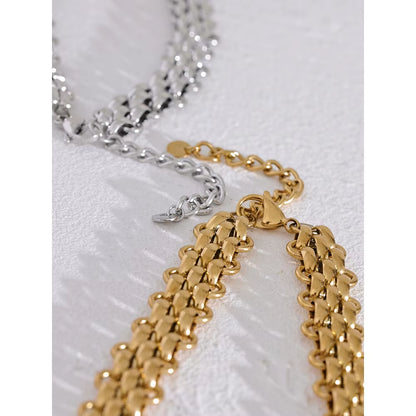 JINYOU 606 Waterproof 18K Gold Plated Stainless Steel Cuban Chain Necklace and Bracelet Set - Statement Fashion Jewelry