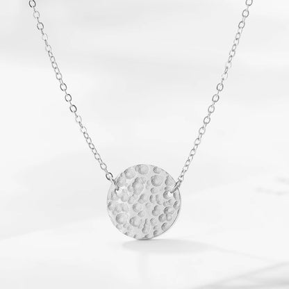Emanco Women's 316 Stainless Steel 14K Gold-Plated Coin Necklace with Hammer Pattern Pendant