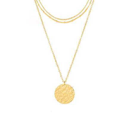 14K Gold Plated Stainless Steel Pendant Choker Necklace Set with Contemporary Designs