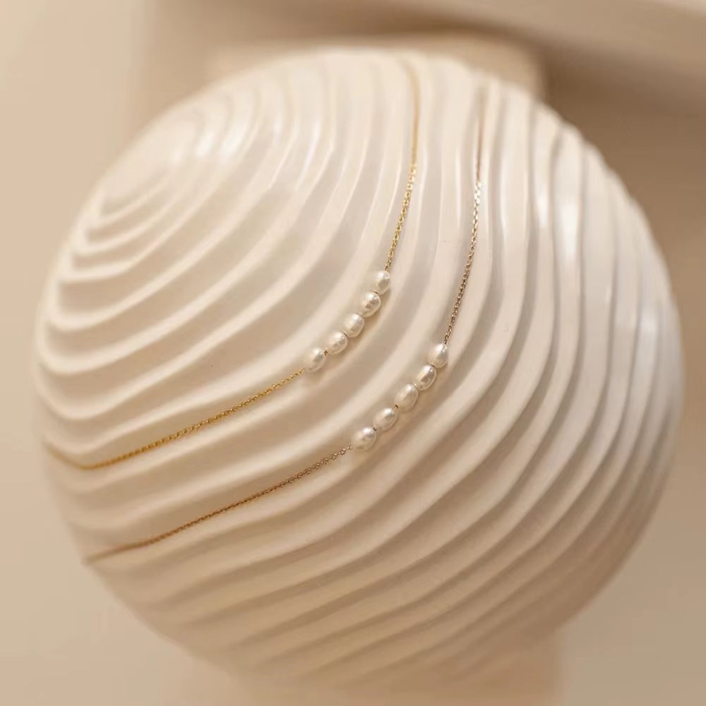 Stainless Steel 14K Gold Plated Chain Necklace with Natural Freshwater Pearls for Women - Drop Shipping Casual Jewelry