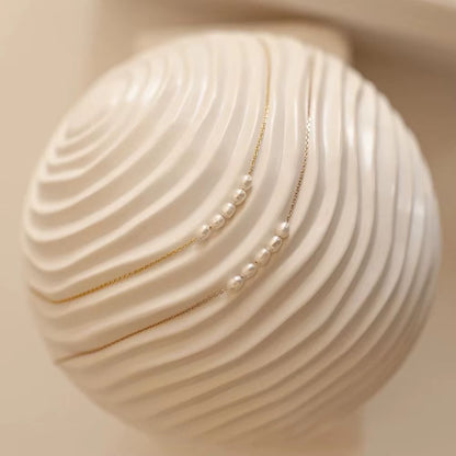 Stainless Steel 14K Gold Plated Chain Necklace with Natural Freshwater Pearls for Women - Drop Shipping Casual Jewelry