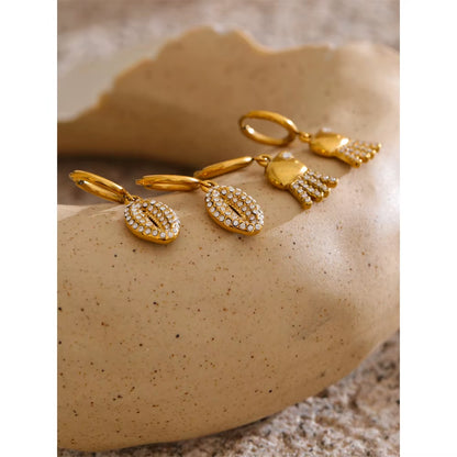 JINYOU YH1347A Custom Hypoallergenic Diamond Starfish and Crab Dangle Hoop Earrings