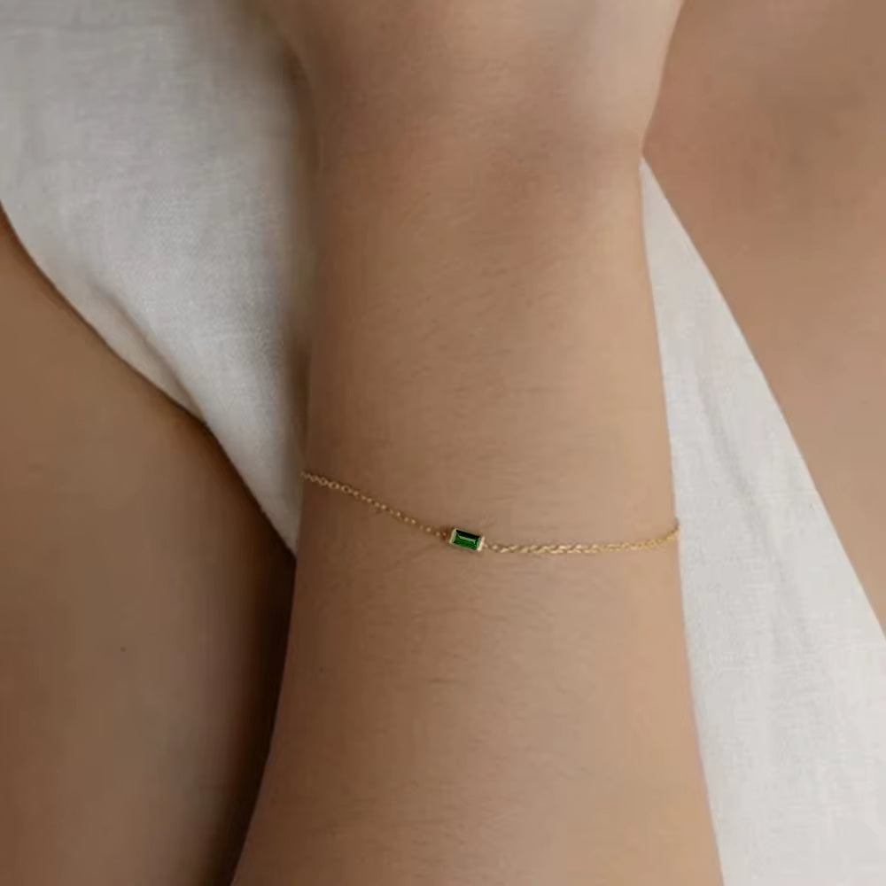 Emanco Elegant 14K Gold Plated Stainless Steel Chain Bracelet with Zircon for Women