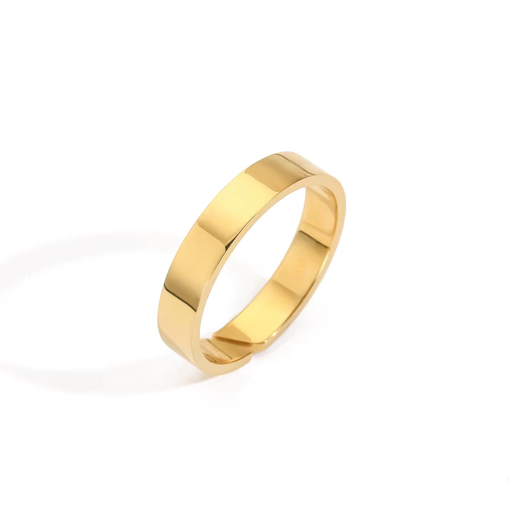 Emanco European Vintage Minimalist Open Ring for Men - 18K Gold Plated Stainless Steel