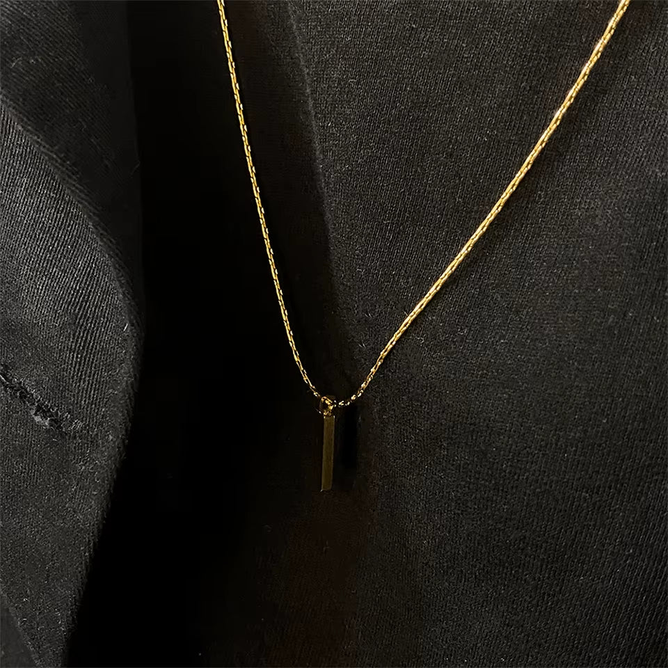 Emanco Men's Waterproof 18K Gold Plated Minimalist Pendant Necklace with Stainless Steel Wire Chain Link