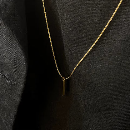 Emanco Men's Waterproof 18K Gold Plated Minimalist Pendant Necklace with Stainless Steel Wire Chain Link