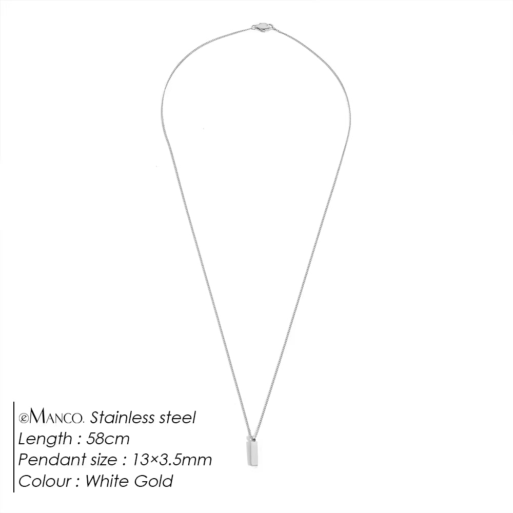 Emanco Men's Minimalist Pendant Necklace with 18K Gold-Plated Stainless Steel Cuban Chain