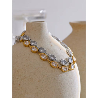 JINYOU 4935 Women's Stainless Steel Zircon Jewelry Set: Chain Bracelet and Drop Earrings Gift