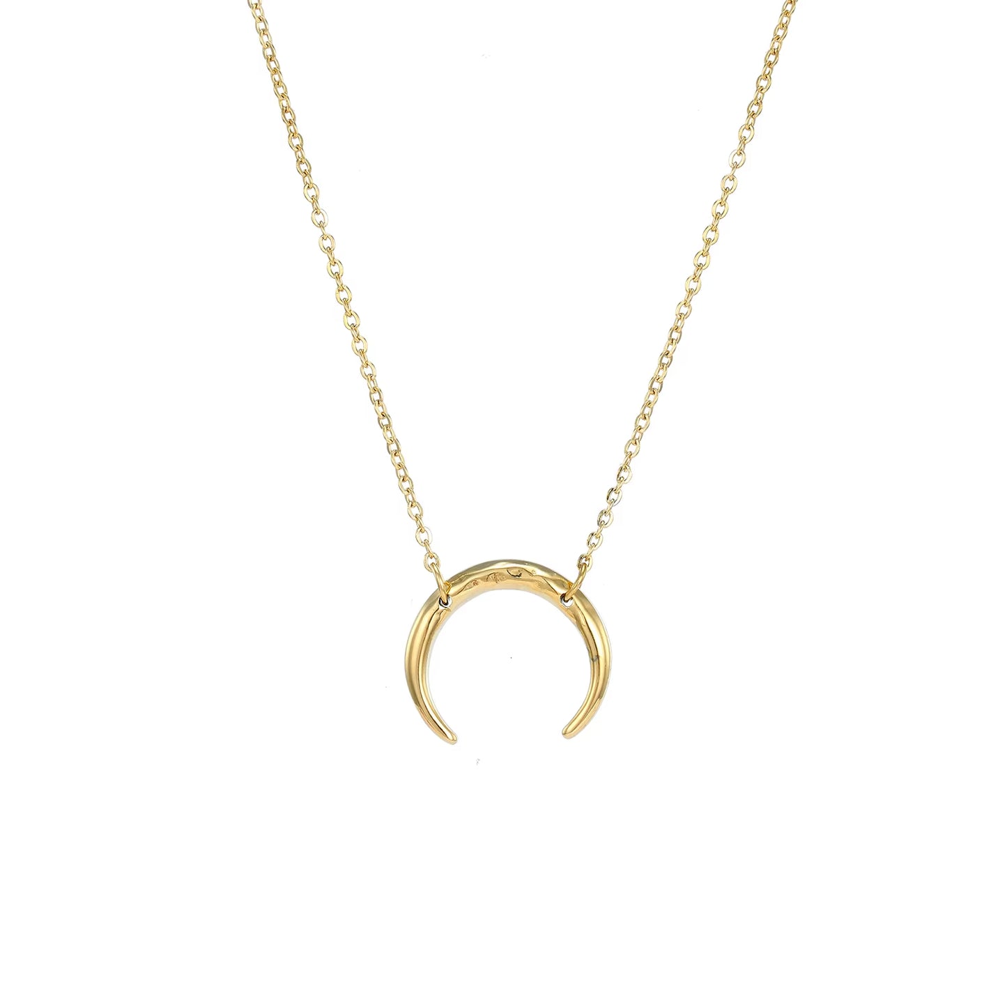 Emanco Elegant 316 Stainless Steel European Design Gold Women's Moon Crescent U-Shaped Pendant Necklace