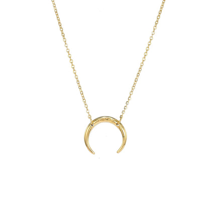 Emanco Elegant 316 Stainless Steel European Design Gold Women's Moon Crescent U-Shaped Pendant Necklace