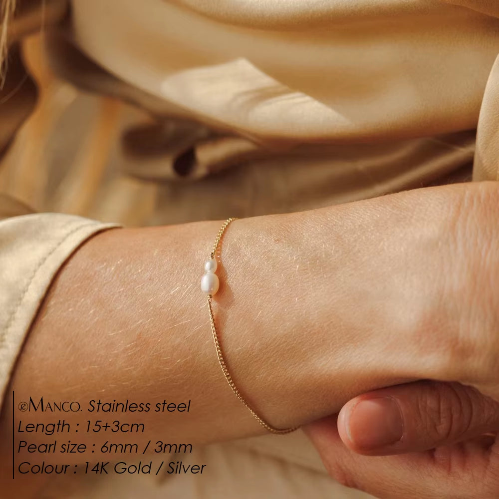 Wholesale Baroque Natural Freshwater Pearl Bracelets with Gold PVD Plating for Women - Cuban Chain Jewelry Collection