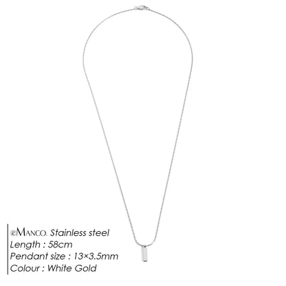 Emanco Men's Waterproof 18K Gold Plated Minimalist Pendant Necklace with Stainless Steel Wire Chain Link