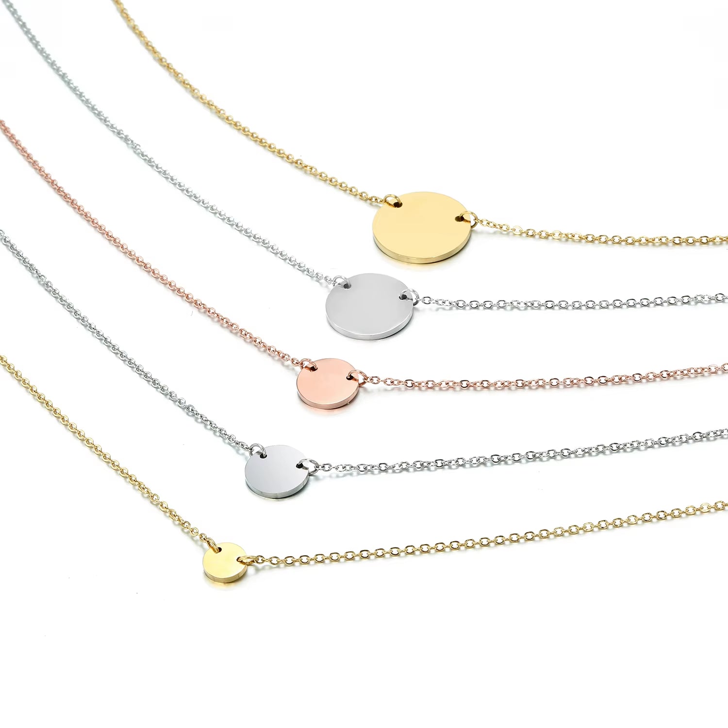 Japan and South Korea Stainless Steel Layered Pendant Necklace with Pearl for Women