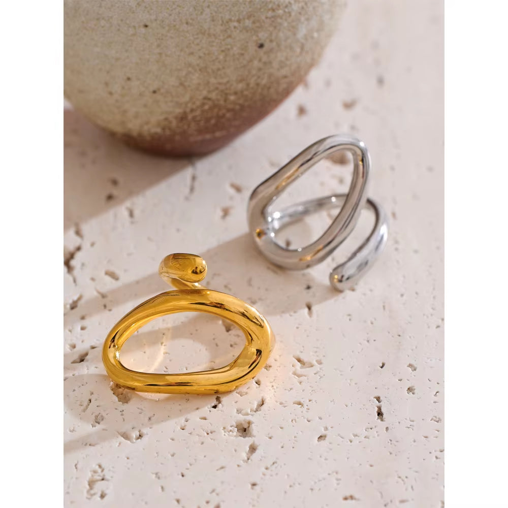 JINYOU 1720 Distinctive Daily Wear PVD-Plated Minimalist Geometric Stainless Steel Charm Ring 2025