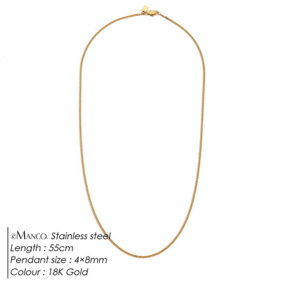 Emanco Men's Minimalist Pendant Necklace with 18K Gold-Plated Stainless Steel Cuban Chain