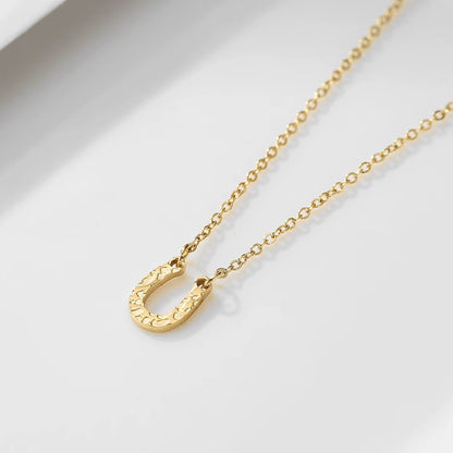 Emanco Elegant 316 Stainless Steel European Design Gold Women's Moon Crescent U-Shaped Pendant Necklace